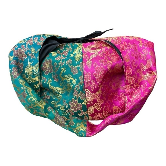 Thai Hobo Bag with Dragon and floral print many Colours made in Thailand! - Picture 4 of 7